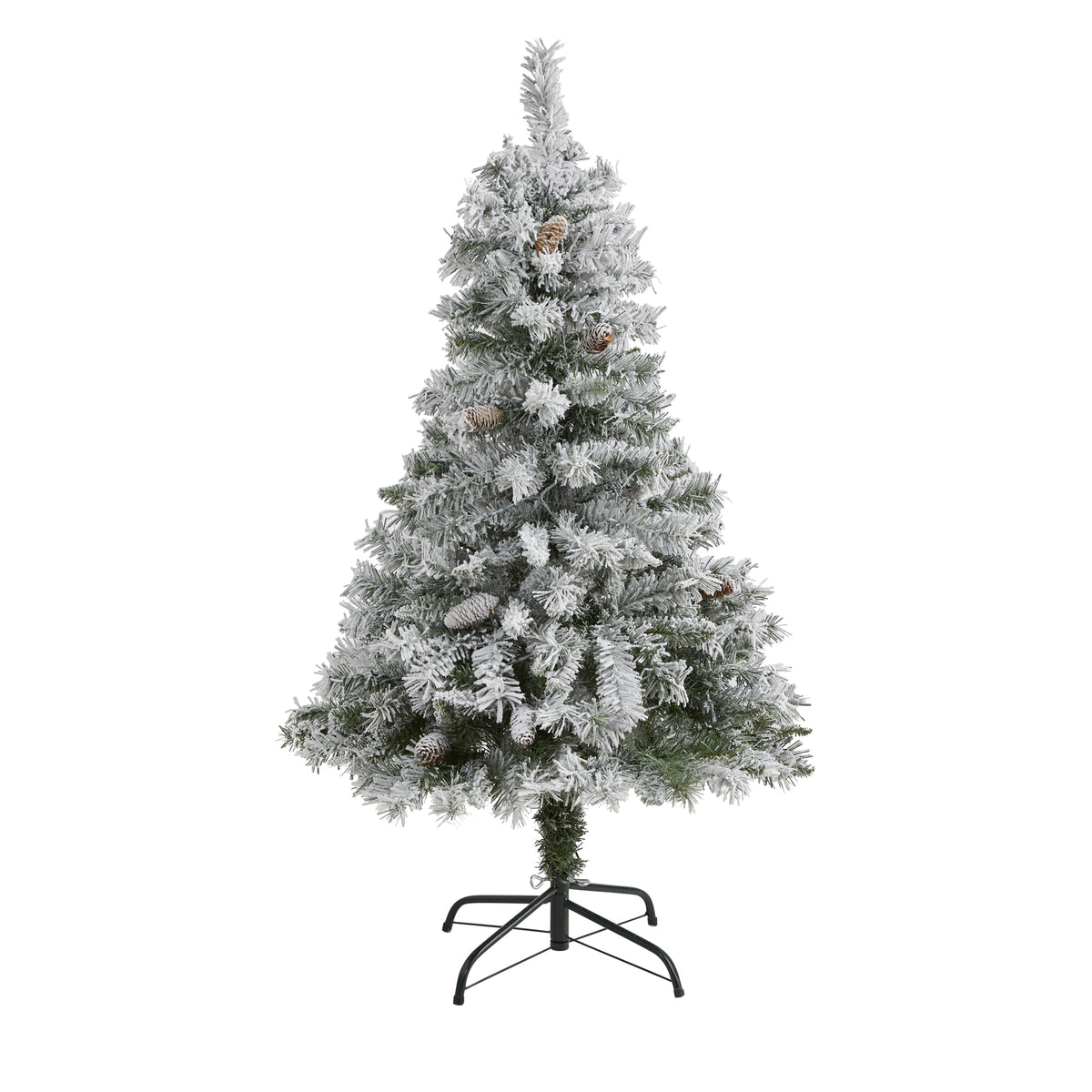 4' Flocked White Christmas Tree with Pinecone and 252 Tips by Nearly Natural
