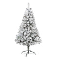 5' Flocked White Christmas Tree with Pinecones and 360 Tips by Nearly Natural