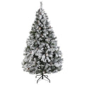 6' Flocked White  Christmas Tree with Pinecones and 628 Tips by Nearly Natural
