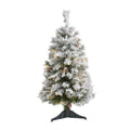 3' Flocked White Christmas Tree w/Pinecones 50 LED 126 Tips by Nearly Natural