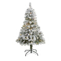 4' Flocked White Christmas Tree w/Pinecones 100 LED 252 Tip by Nearly Natural
