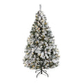 6' Flocked White Christmas Tree w/Pinecones 250 LED 628 Tips by Nearly Natural
