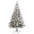 7' Flocked White Christmas Tree w/Pinecones 350 LED 868 Tips by Nearly Natural