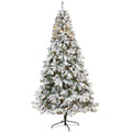 8' Flocked White Christmas Tree w/Pinecones 500 LED 1260 Tip by Nearly Natural
