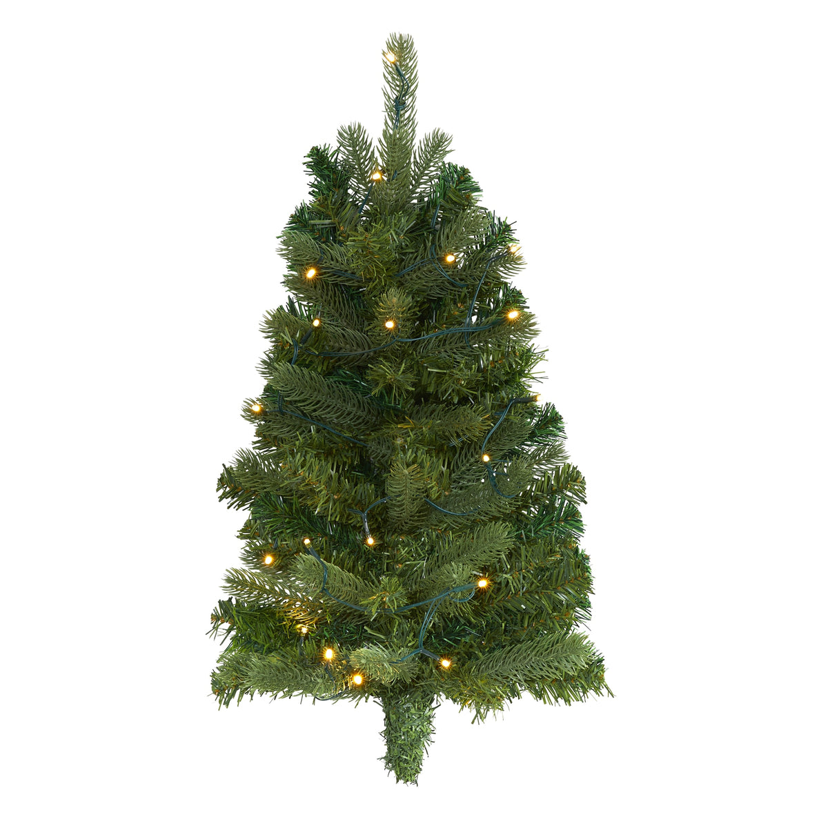 2' Flat Back Wall Hanging Christmas Tree with 20 Clear LEDs by Nearly Natural