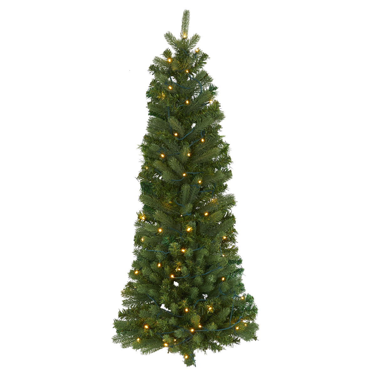 4' Flat Back Wall Hanging Christmas Tree with 50 Clear LEDs by Nearly Natural