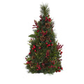 2' Berry and Pine Cone Christmas Tree with 35 Clear LEDs by Nearly Natural