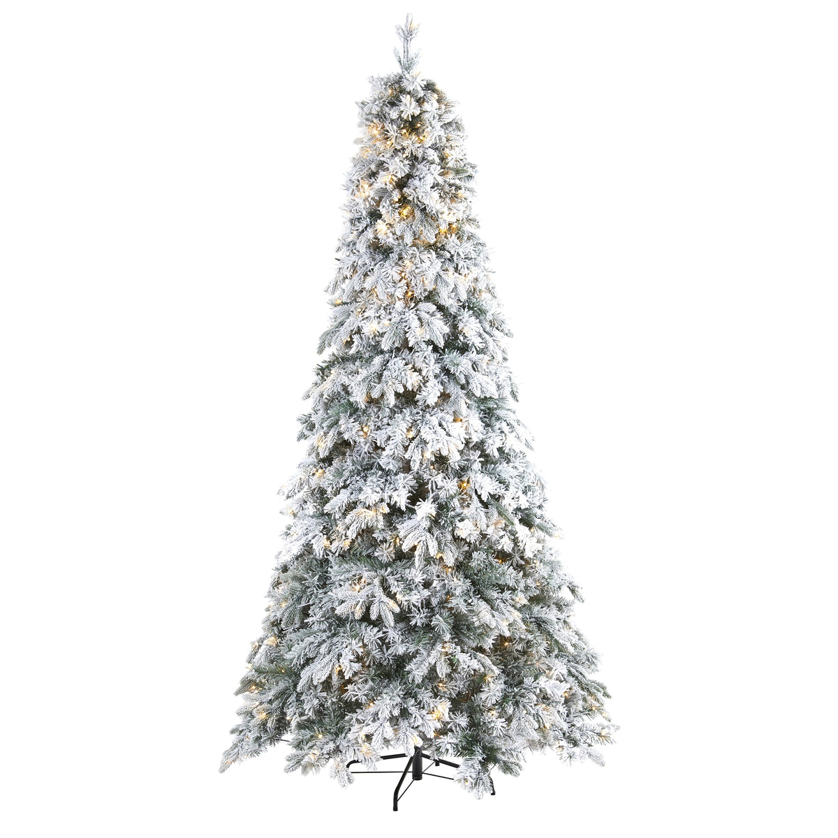 8' Flocked Vermont Pine Christmas Tree w/600 LED 1680 Tips by Nearly Natural