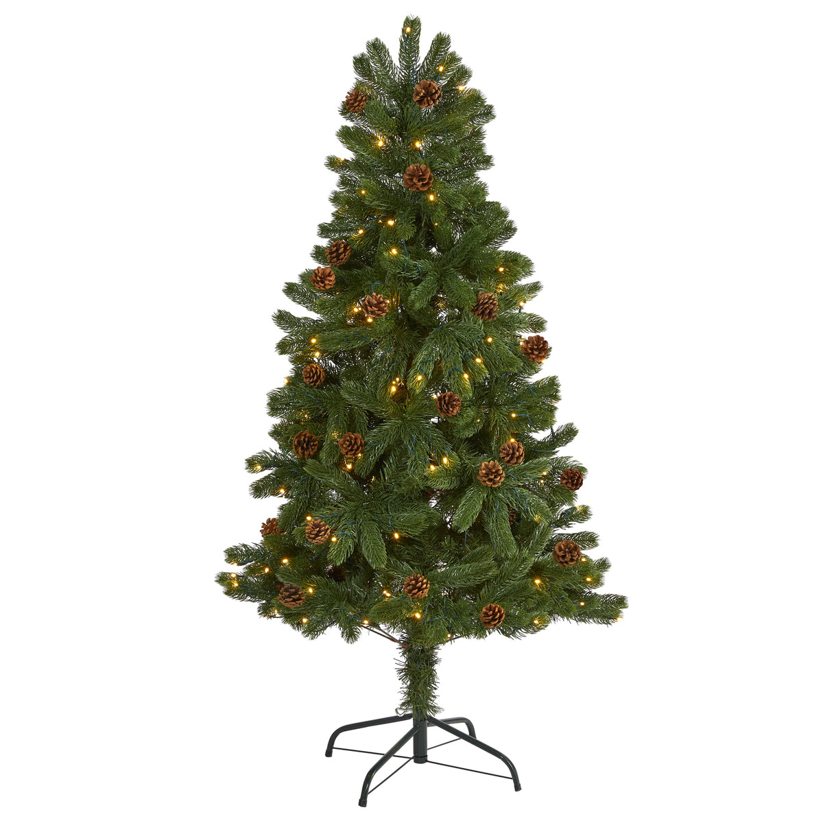 5' Rocky Mountain Christmas Tree w/Pinecones 100 LED 308 Tip by Nearly Natural