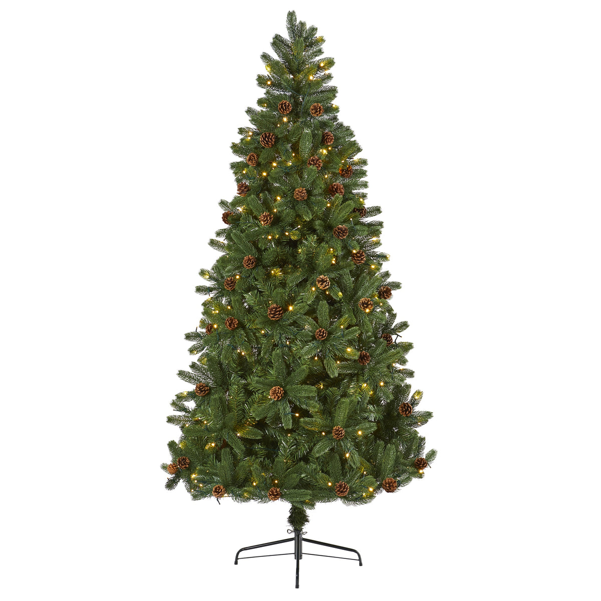 7.5' Rocky Mountain Christmas Tree w/Cones 400 LED 880 Tips by Nearly Natural