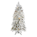 5' Flocked Spruce Christmas Tree with 100 Clear LED Lights by Nearly Natural