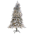 6' Flocked Spruce Christmas Tree with 250 Clear LED Lights by Nearly Natural