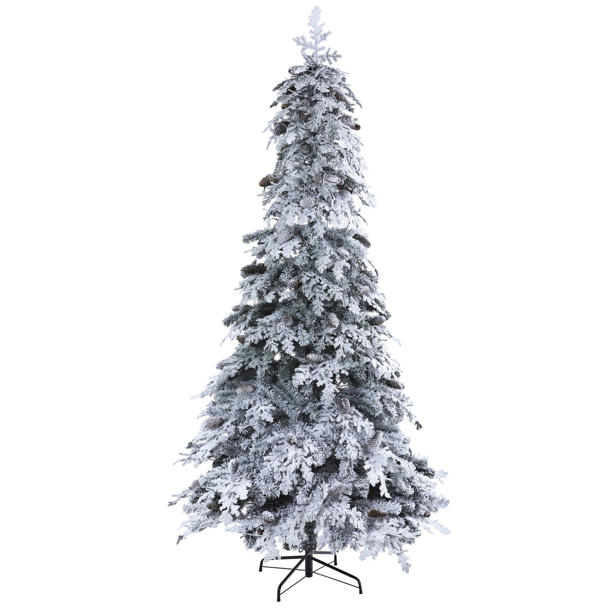 8' Flocked Christmas Tree with Pinecones w/500 LED 661 Tips by Nearly Natural