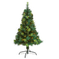 4' Assorted Green Scotch Pine Christmas Tree w/70 LED Lights by Nearly Natural