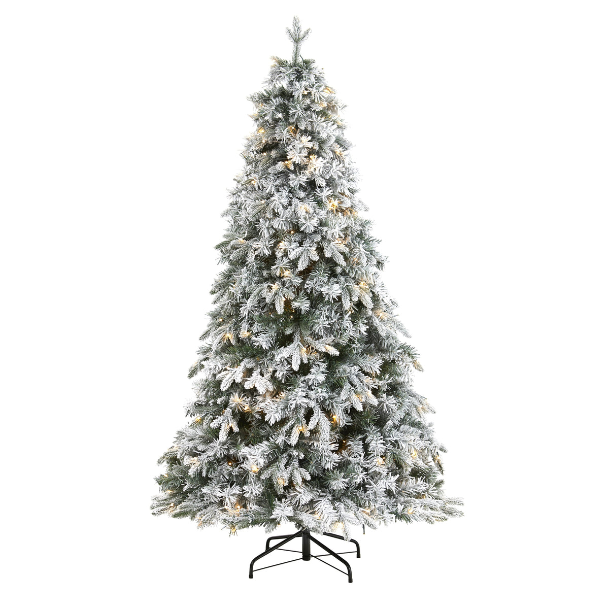 5' Flocked Vermont Pine Christmas Tree with 150 LED 630 Tips by Nearly Natural