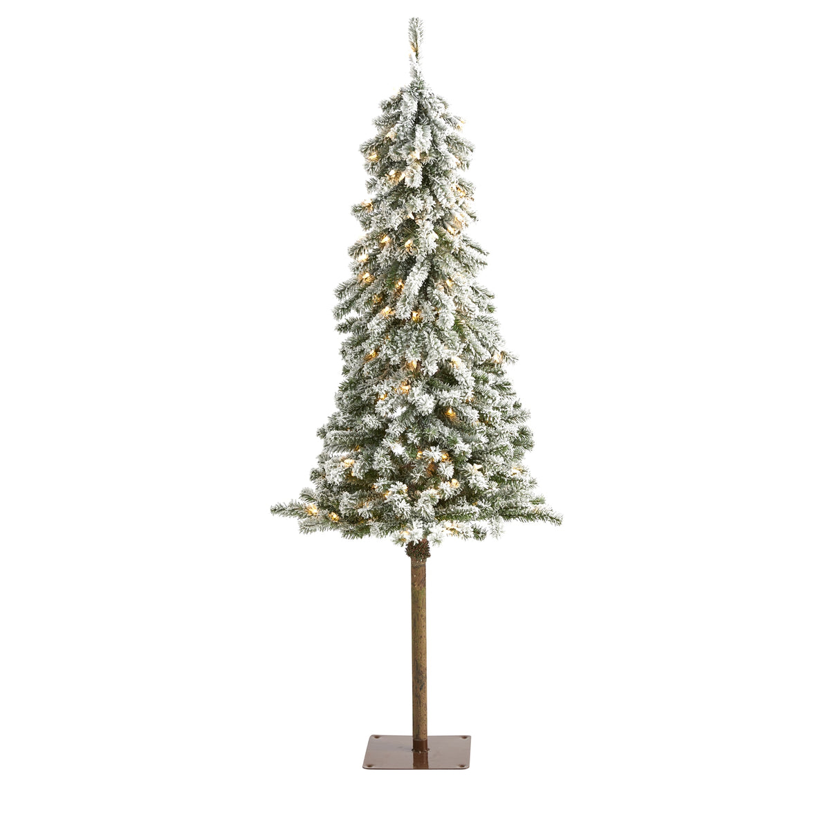 5' Flocked Alpine Xmas Tree with 150 Lights and 405 Tips by Nearly Natural