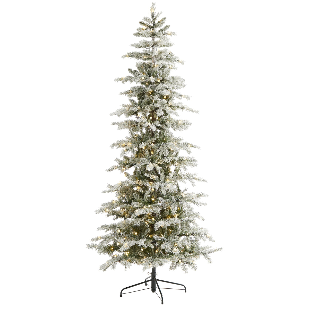 7.5' Flocked Nova Scotia Xmas Tree w/450 LEDs and 909 Tips by Nearly Natural