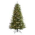 7' Snowed Teton Fir Xmas Tree with 500 Lights and 1050 Tips by Nearly Natural