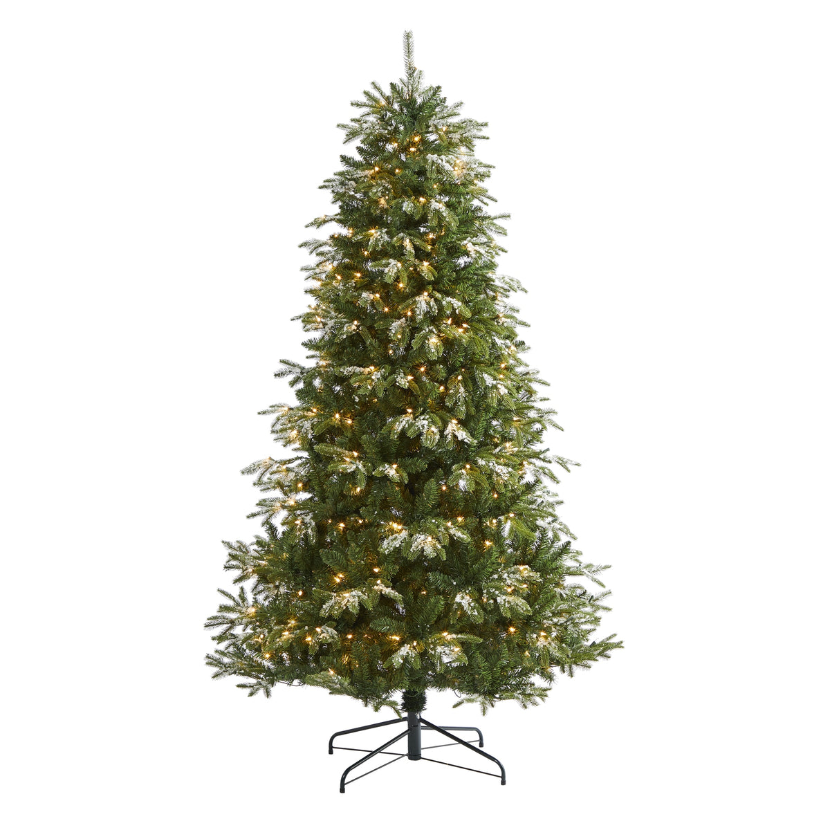 7' Snowed Teton Fir Xmas Tree with 500 Lights and 1050 Tips by Nearly Natural