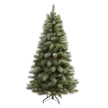 6' Snowed French Pine Xmas Tree w/583 Tips and Pine Cones by Nearly Natural