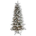 7' Flkd North Carolina Fir Xmas Tree w/550 Lts & 2090 Tips by Nearly Natural