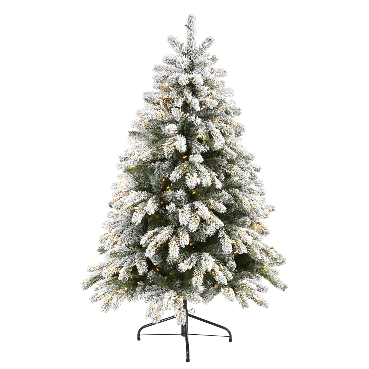 5' Flckd South Carolina Xmas Tree w/300 Lights & 621 Tips by Nearly Natural