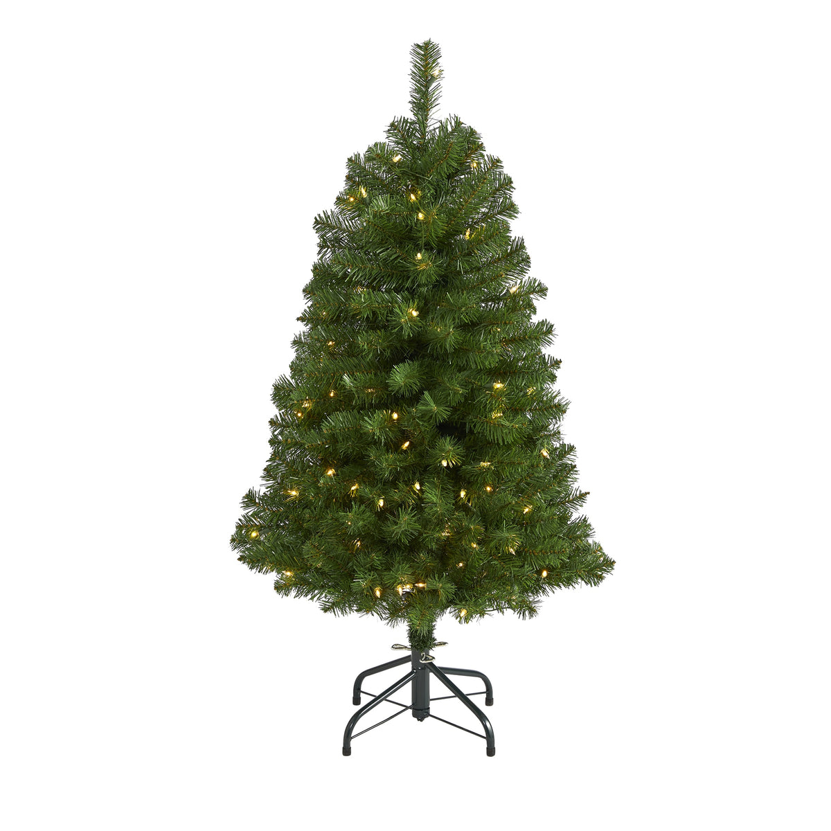 4' Virginia Fir Xmas Tree w/100 Lights and 223 Tips by Nearly Natural