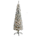 6' Flocked Pencil Christmas Tree w/300 Lights & 438 Tips by Nearly Natural