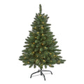 4' Northern Rocky Spruce Xmas Tree w/100 Lights & 154 Tips by Nearly Natural