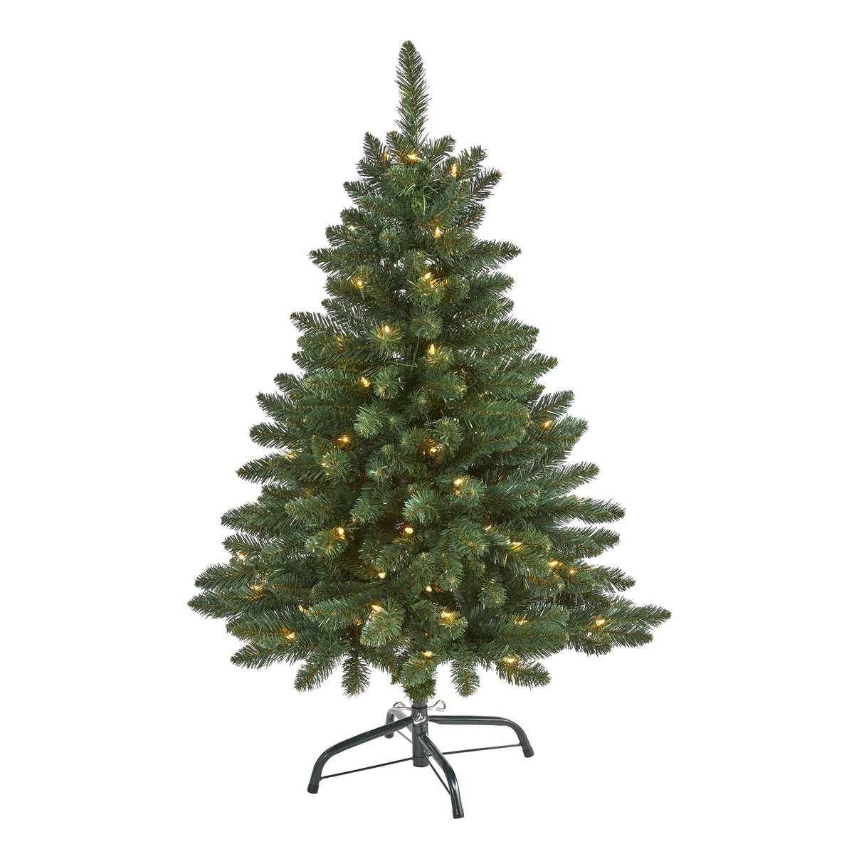 4' Northern Rocky Spruce Xmas Tree w/100 Lights & 154 Tips by Nearly Natural