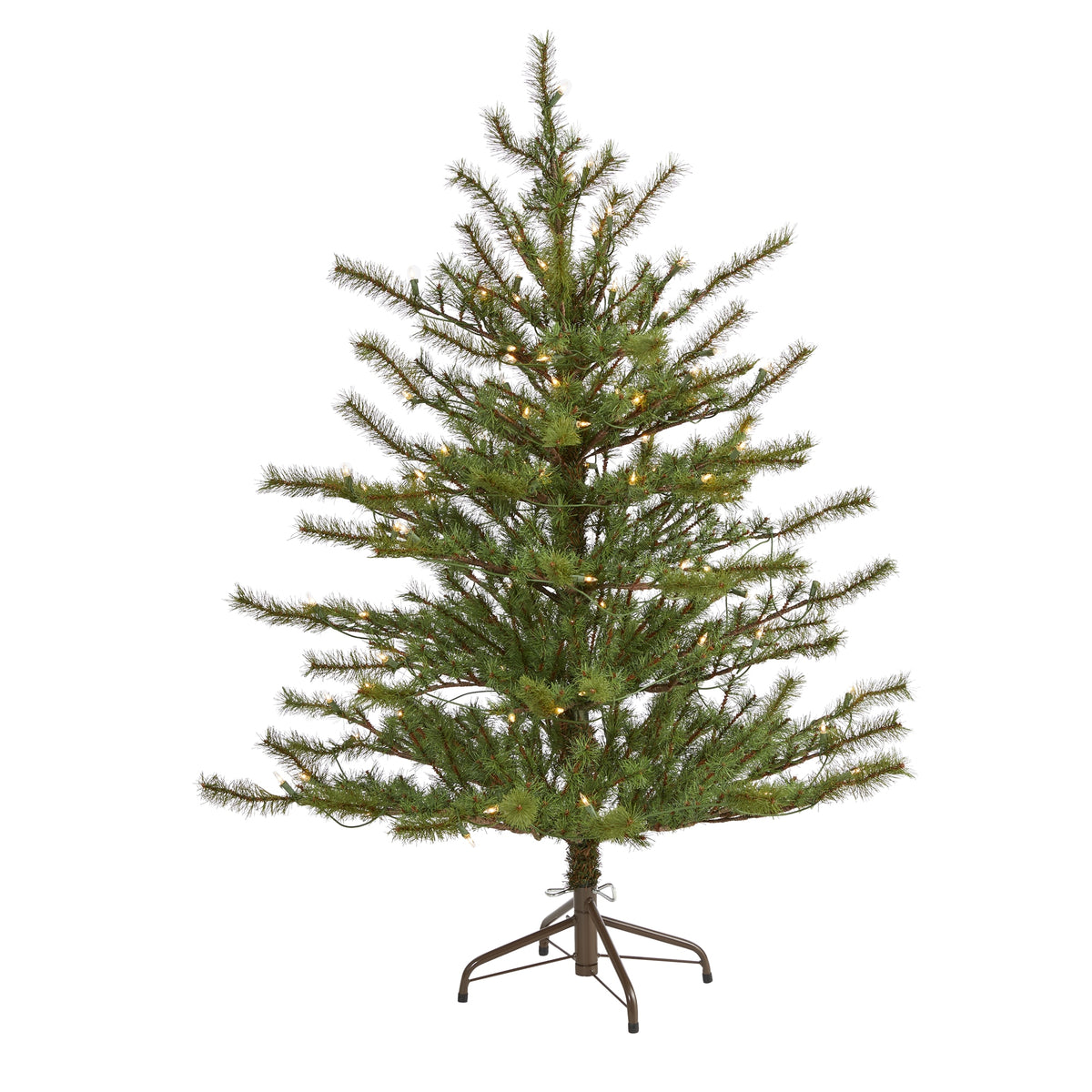 4' Vancouver Mountain Pine Xmas Tree w/100 Lights & 374 Tips by Nearly Natural
