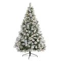 7' Flocked Oregon Pine Xmas Tree w/400 Lights and 834 Tips by Nearly Natural