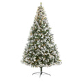 9' Flocked Oregon Pine Xmas Tree w/600 Lights and 1580 Tips by Nearly Natural