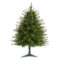 3' New England Pine Xmas Tree w/50 Lights and 117 Tips by Nearly Natural