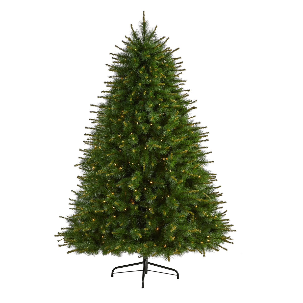7’ New England Pine Xmas Tree w/400 Lights and 1044 Tips by Nearly Natural