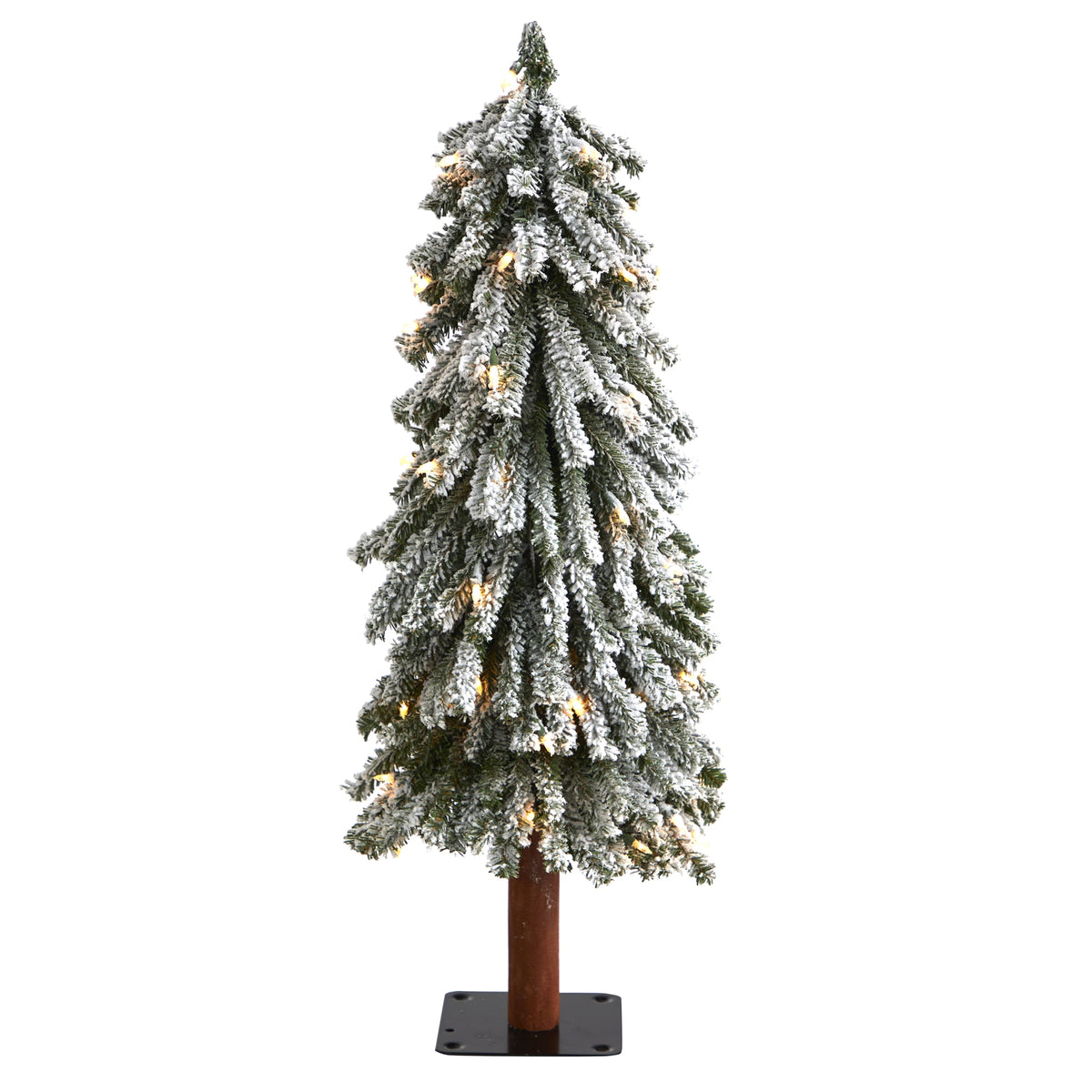 3' Flocked Grand Alpine Xmas Tree w/50 Lights & 193 Tips by Nearly Natural