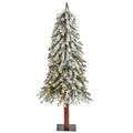 4' Flocked Grand Alpine Xmas Tree w/100 Lights & 361 Tips by Nearly Natural