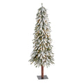 5' Flocked Grand Alpine Xmas Tree w/200 Lights & 469 Tips by Nearly Natural