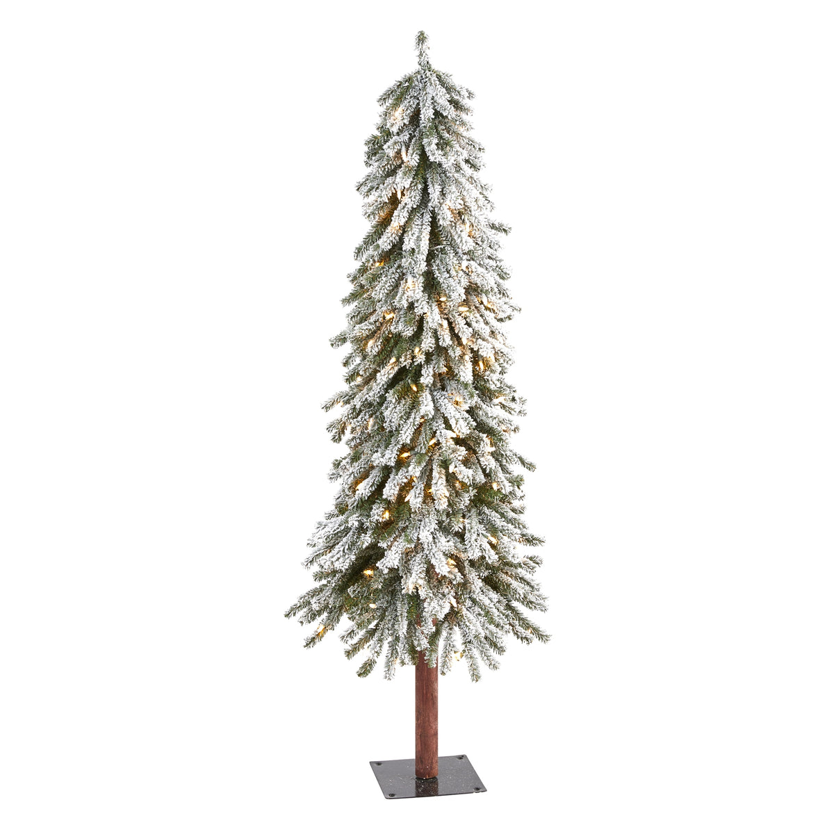 5' Flocked Grand Alpine Xmas Tree w/200 Lights & 469 Tips by Nearly Natural