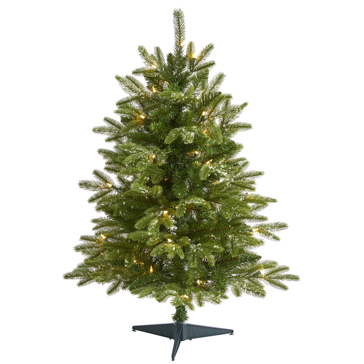 3' Snowed Teton Fir Xmas Tree with 50 Lights and 111 Tips by Nearly Natural