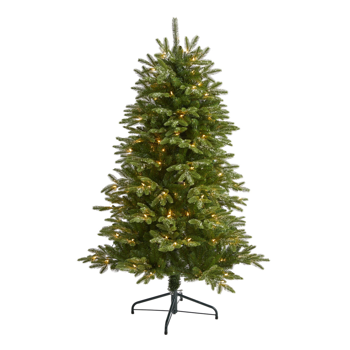3' Snowed Teton Fir Xmas Tree with 150 Lights and 462 Tips by Nearly Natural