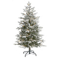 4.5' Flkd Manchester Spruce Xmas Tree w/100 Lights & 357 Tps by Nearly Natural