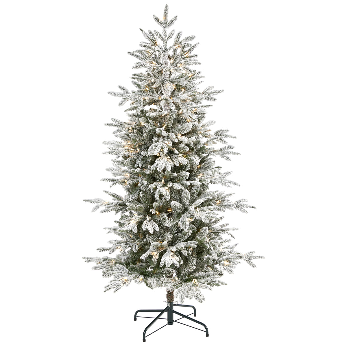 5.5' Flkd Manchester Spruce Xmas Tree w/200 Lights & 560 Tps by Nearly Natural
