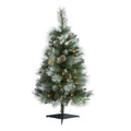 3' Brit Columbia Pine Xmas Tree w/50 Lights,Cones, 112 Tips by Nearly Natural