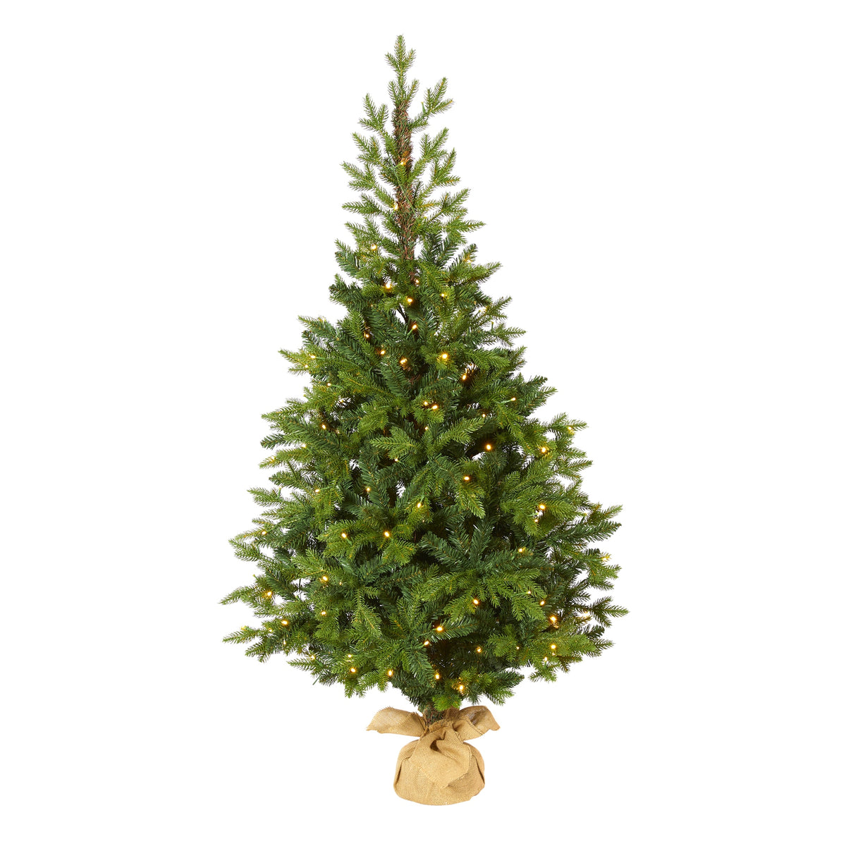 5' Fraser Fir Xmas Tree w/190 LEDs, 1217 Tips, Burlap Base by Nearly Natural