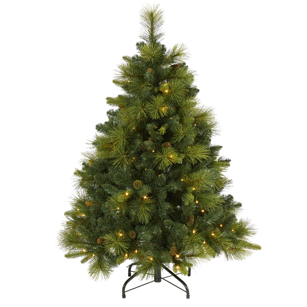 4' Carolina Pine Xmas Tree with 130 LEDs 459 Tips & Cones by Nearly Natural