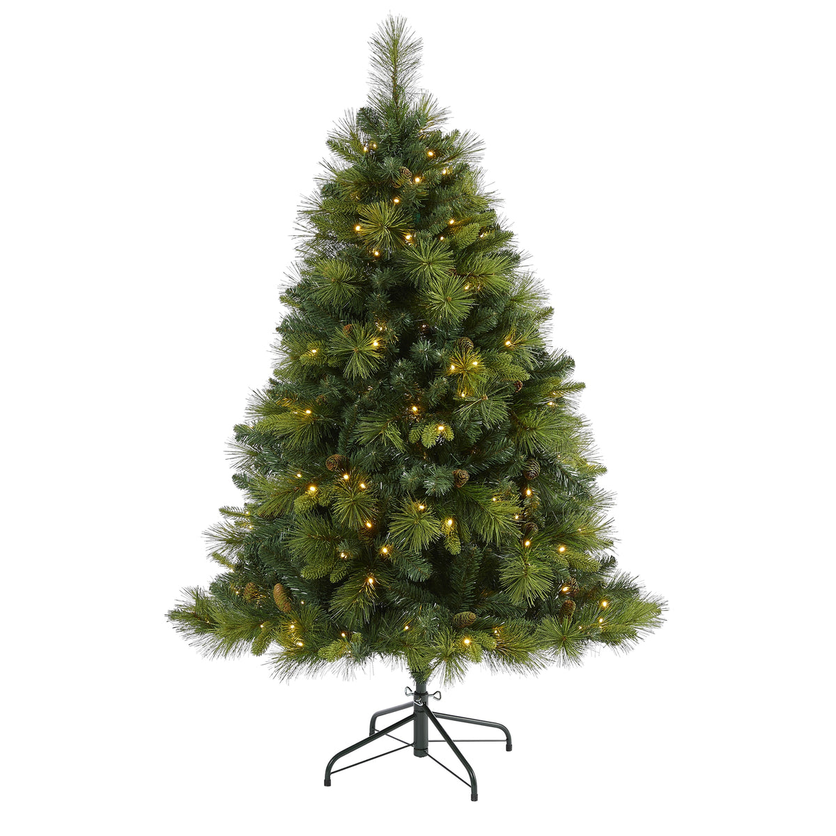 5' Carolina Pine Xmas Tree with 200 LEDs, 711 Tips & Cones by Nearly Natural