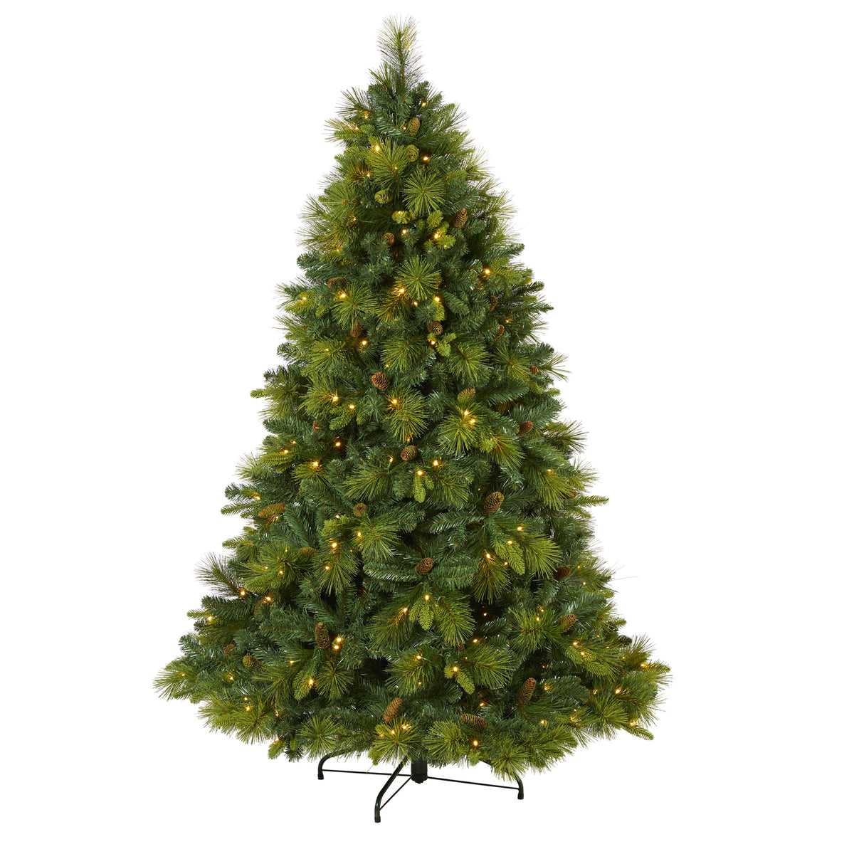 6.5' Carolina Pine Xmas Tree w/350 LEDs, 1367 Tips & Cones by Nearly Natural