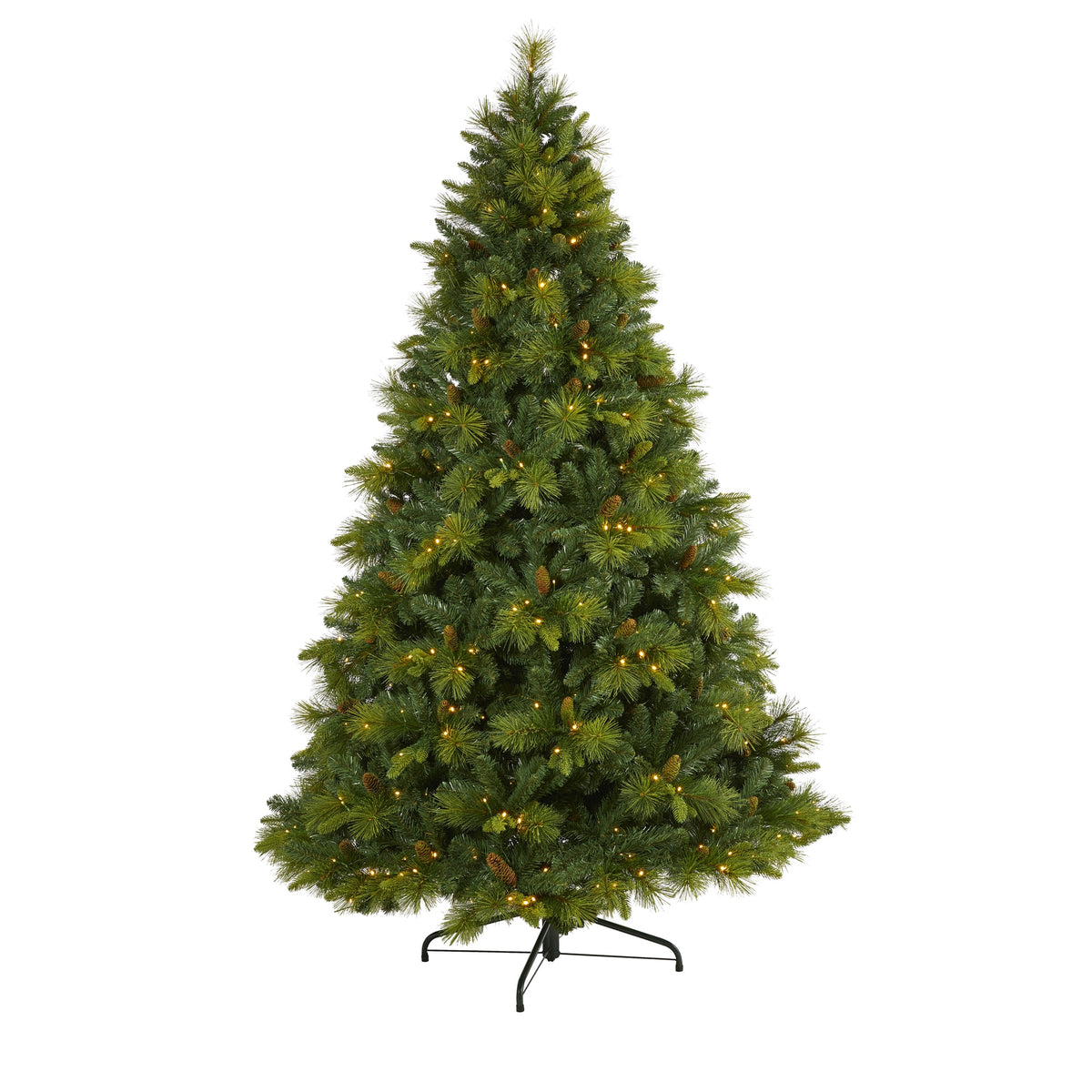 7.5' Carolina Pine Xmas Tree w/470 LEDs, 1895 Tips & Cones by Nearly Natural