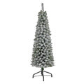 5' Flocked Pencil Christmas Tree with 318 Tips by Nearly Natural